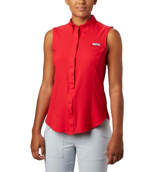 Columbia PFG Tamiami Shirts Red For Women's NZ4519 New Zealand